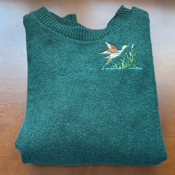 Canyon Sky Sweaters - Canyon Sky Green Sweater embroidered duck